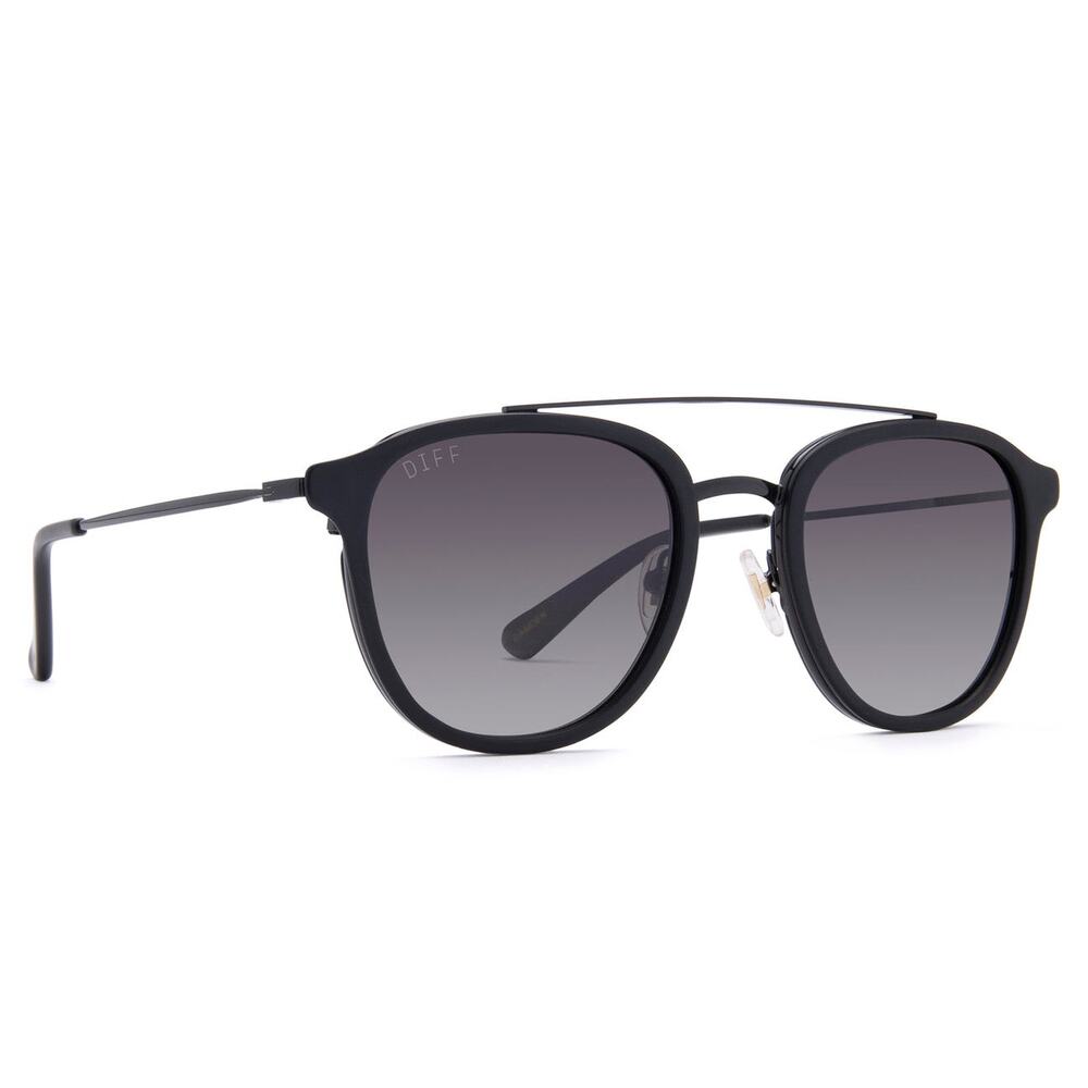 DIFF Camden Matte Black Grey Gradient Polarized Sunglasses